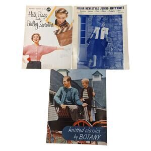 Vintage Knitting Pattern Books Lot 3 Botany 1942 Star Hats Bags Polar Jiffyknits